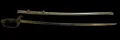 The saber in its bright nickel-plated scabbard beside the drawn blade, showing the full Type 19 kyū-guntō fittings