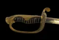 The hilt from the other side, showing the nanako-ground backstrap and the mon set into the strap
