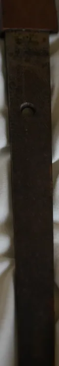 The tang from a second angle, showing the aged patina and the mekugi-ana