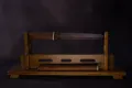 The blade drawn, showing its short sugata and brass habaki