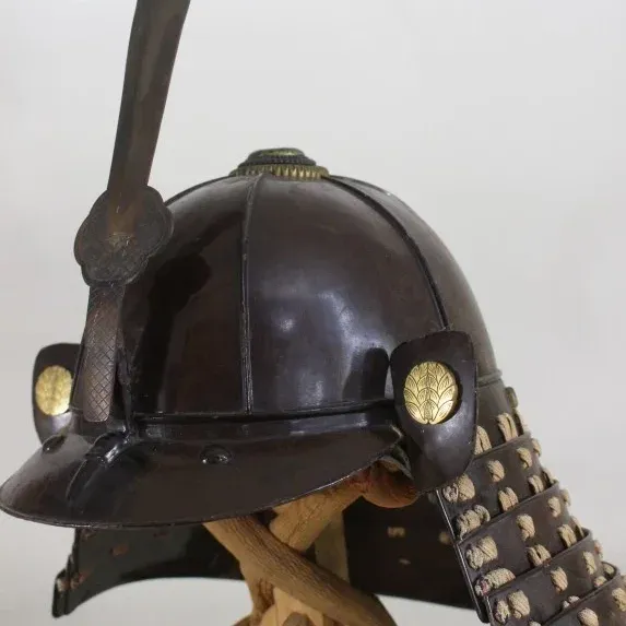 Samurai Kabuto and Menpo, Brown Lacquer